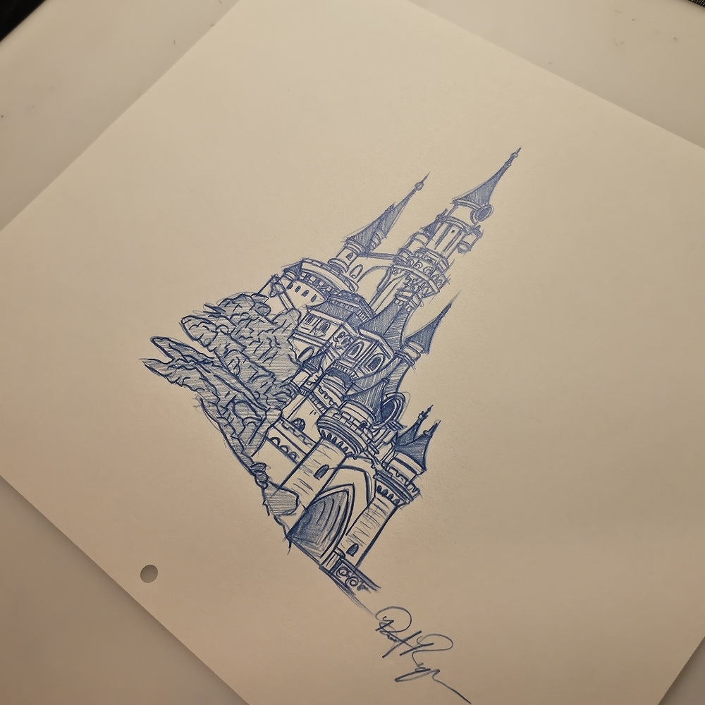 Disneyland Paris Sleeping Beauty Castle La Chateau De La Belle Drawing/sketch - Picture 5 of 6